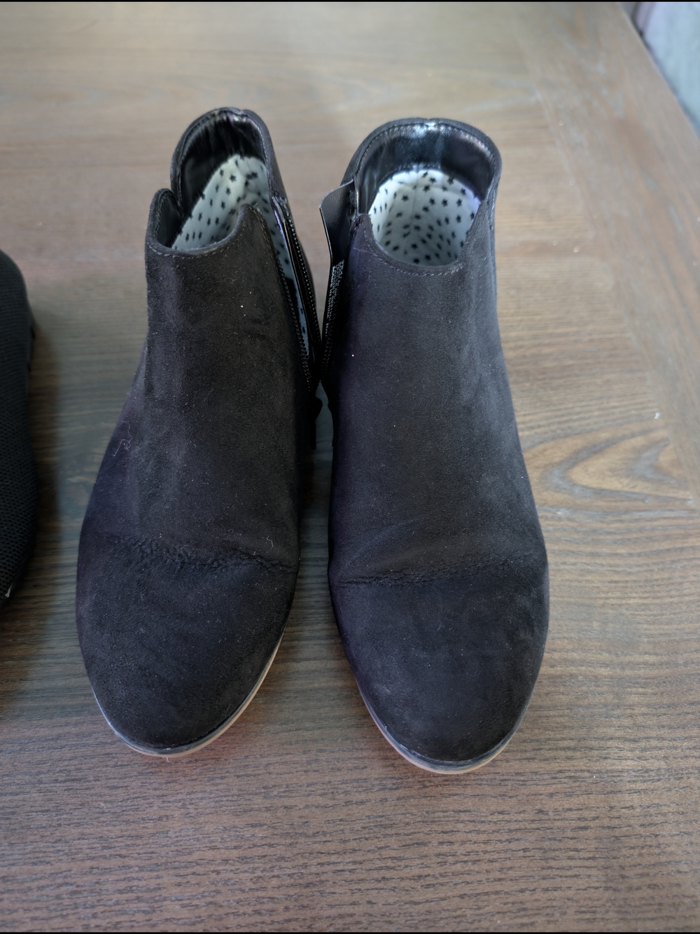 Cat & Jack Black Suede Ankle Booties with Side Zip